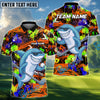 BlueJose Shark Swing Graffiti Golf Polo Shirt, Customized Name & Team Name 3D Shirts (4 Colors)