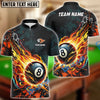 BlueJose Billiards Ball 8 Fireball Magic Personalized Name Shirt (4 Colors)