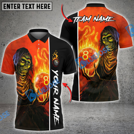 BlueJose Billiards Burning Skull Personalized Shirt