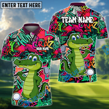 BlueJose Graffiti Gator Golf Polo Shirt, Customized Name & Team Name 3D Shirts (4 Colors)