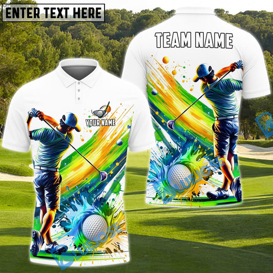 BlueJose Splash Swing Golf Polo Shirt, Customized Name & Team Name 3D Shirts (4 Colors)