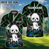 BlueJose Neon Panda Swing Golf Polo Shirt, Customized Name & Team Name 3D Shirts (4 Colors)