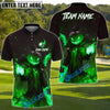 BlueJose Flaming Pumpkin Reaper Golf Polo Shirt, Customized Name & Team Name 3D Shirts (4 Colors)