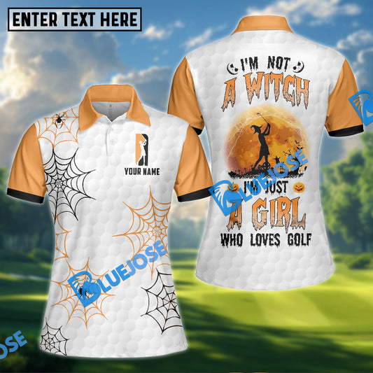 BlueJose I'm Not A Witch I'm Just A Girl Who Loves Golf Shirt, Custom Name Golf 3D Shirts