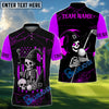 BlueJose Halloween Swing Skeleton Golf Polo Shirt, Customized Name & Team Name 3D Shirts (4 Colors)