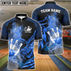 BlueJose Bowling And Pins Fire Dragon Scale Multicolor Customized Name 3D Shirt (4 Colors)