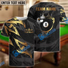 BlueJose Billiards Ball 8 King Golden Premium Personalized Name, Team Name Shirt (4 Colors)