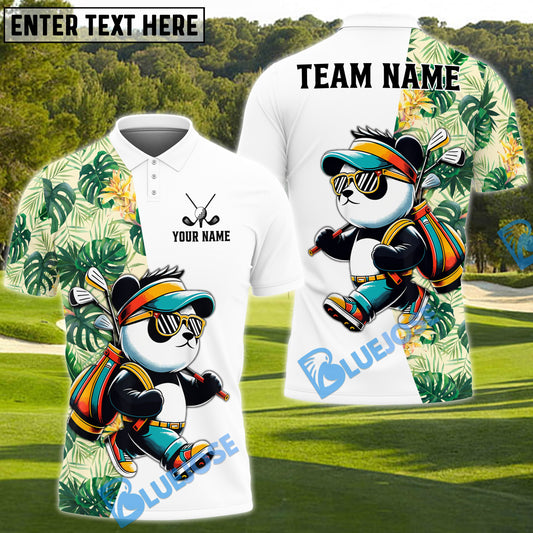 BlueJose Tropical Panda Golf Polo Shirt, Custom Name & Team Name Golf 3D Shirts