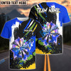 BlueJose Darts Colorful Paint Style Multicolor Options Personalized Name Shirt (4 Colors)