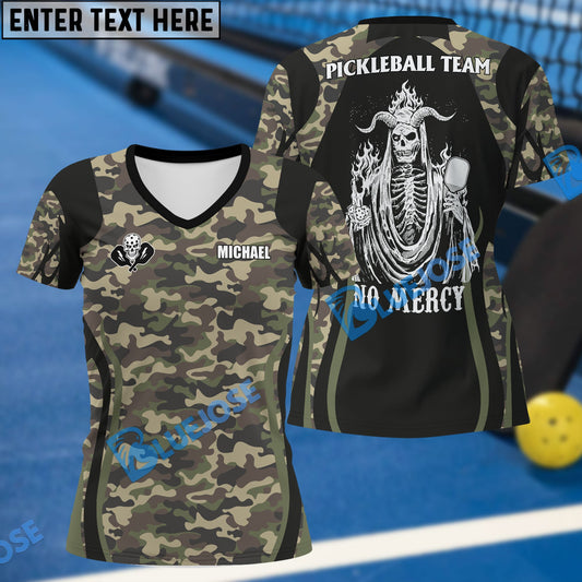 BlueJose Personalized Name, Team Name Camo Skull Pickleball 3D Shirt