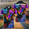 BlueJose Bowling And Pins Neon Cat Pattern Customized Name, Team Name 3D Shirt (4 Colors)
