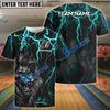BlueJose Bowling And Pins Lion Thunder Lightning Customized Name, Team Name 3D Shirt (4 Colors)
