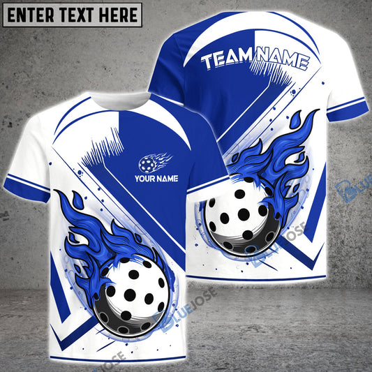 BlueJose Pickleball Slash Flame Personalized Name, Team Name Unisex Shirt (4 Colors)
