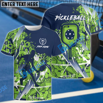 Pickleball, Scritch Man Green Blue Personalized Name 3D Polo Shirt Gift For Pickleball Player