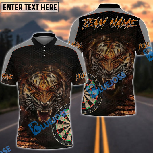 BlueJose Darts Tiger Face Roaring Customized Name, Team Name 3D Shirt (4 Colors)