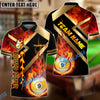 BlueJose Billiards Ball 9 Metal And Fire Flame Personalized Name, Team Name Shirt (4 Colors)