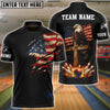 BlueJose Bowling Distressed American Flag Rip Shoulder & Eagle Cross Strike Art Personalized Name, Team Name 3D Shirt