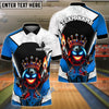 BlueJose Bowling And Pins Crown Flame Ball Black Smoke Design Customized Name, Team Name 3D Shirt (4 Colors)