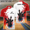 BlueJose Bowling And Pins Basic Fire Flame Customized Name 3D Shirt (4 Colors)