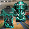 BlueJose Bowling And Pins Fantasy Knight Thunder Lightning Pattern Customized Name 3D Shirt (4 Colors)
