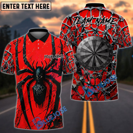 BlueJose Darts Black Widow Spider Web Customized Name, Team Name 3D Shirt (4 Colors)