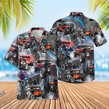BlueJose Custom Photo Hot Rod Racing Hawaiian Shirt