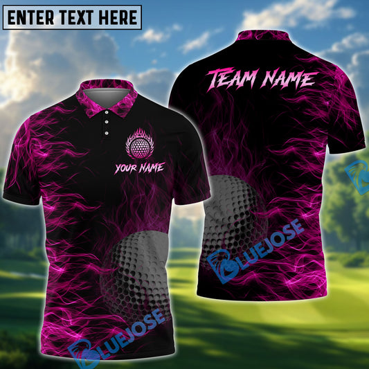 BlueJose  Golf Ball Fire Customized Name, Team Name 3D Shirts (4 Colors)