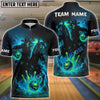BlueJose Bowling And Pins Fiery Cowboy Skeleton Ghost Rider Style Customized Name 3D Shirt (4 Colors)