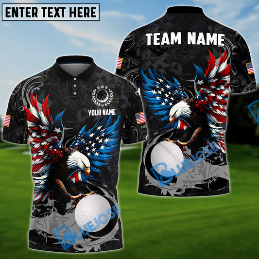 BlueJose Golf Almighty American Eagle Customized Name, Team Name 3D Shirts (4 Colors)