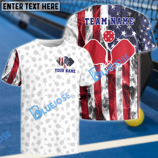 BlueJose 3D American Flag Pickleball Personalized Name, Team Name Unisex Shirt