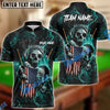 BlueJose Billiards Ball 8 Fire Skull US Flag Personalized Name, Team Name Shirt (6 Colors)
