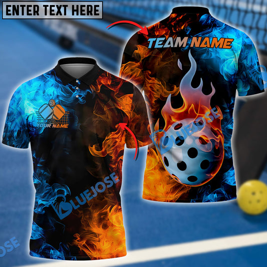 BlueJose Pickleball Blue Water And Fire Personalized Name, Team Name Unisex Shirt
