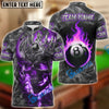 BlueJose Billiards Ball 8 Flame King Skull Personalized Name Shirt (4 Colors)