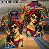 BlueJose Bowling Retro Pin-Up Girl Customized Name, Team Name 3D Shirt (4 Colors)
