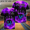 BlueJose Bowling And Pins Flaming Evil Ball Customized Name, Team Name 3D Shirt (4 Colors)