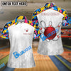 BlueJose Bowling And Pins Color Basic Customized Name, Team Name 3D Shirt (2 Colors)