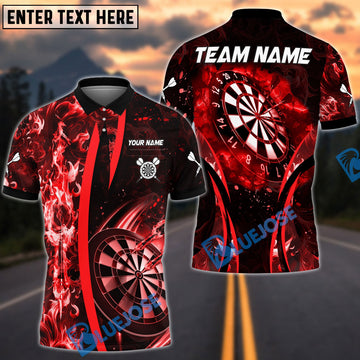 BlueJose Darts Flame Dartboard Fire Arrow Down Multicolor Options Personalized Name Shirt (4 Colors)