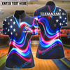 BlueJose Bowling And Pins American Flag Watercolor Customized Name, Team Name 3D Shirt