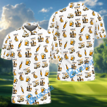 BlueJose Pattern Golf And Beer Polos, Funny Golf Shirt, Crazy Golf Shirts For Men's