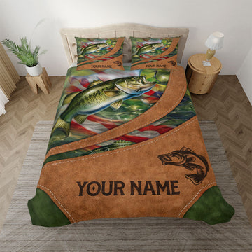 BlueJose Fishing Flag Leather Pattern Personalized Bedding Set