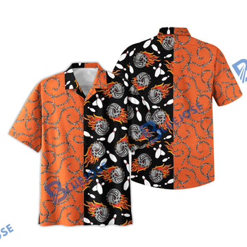 BlueJose Flame Striking Bowling Hawaiian Shirt