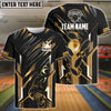 BlueJose Bowling And Pins Premium Panther Pattern Customized Name 3D Shirt (4 Colors)