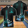 BlueJose Bowling And Pins Fire Dot Pattern Personalized Name Team Name Shirt (4 Colors)