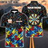 BlueJose Darts Autism Awareness Puzzle Customized Name, Team Name 3D Shirt