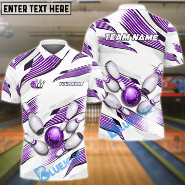 BlueJose Bowling And Pins Ribbon Bay Customized Name 3D Shirt ( 4 Colors )