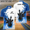 BlueJose Bowling And Pins Basic Fire Flame Customized Name 3D Shirt (4 Colors)