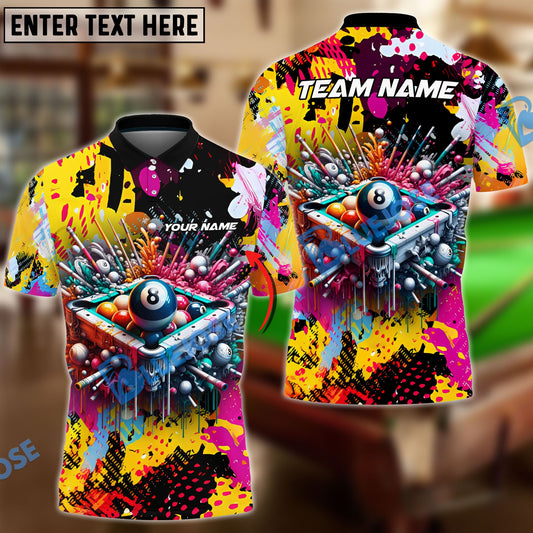 BlueJose Billiards Ball 8 Pool Yellow Graffiti Personalized Name, Team Name Unisex Shirt