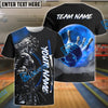 BlueJose Bowling And Pins Red Moon Samurai Customized Name 3D Shirt (4 Colors)