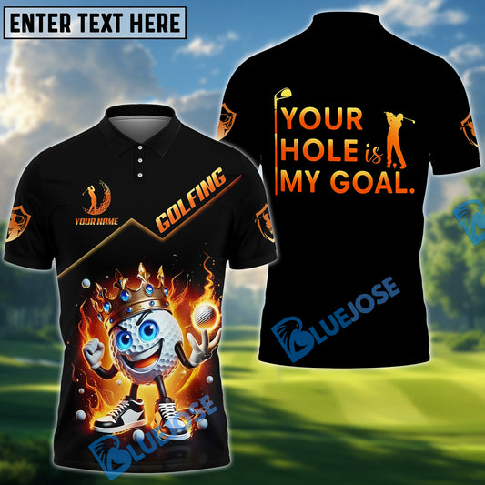 BlueJose Your Hole Is My Goal Funny Golf Polo Shirt, Custom Name Golf 3D Shirts