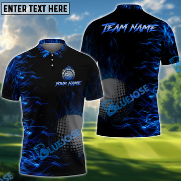 BlueJose  Golf Ball Fire Customized Name, Team Name 3D Shirts (4 Colors)